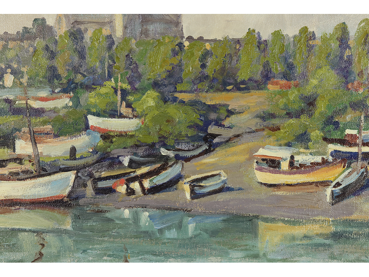 Catherdral / River Landscape, grindle 1976 oil on canvas
