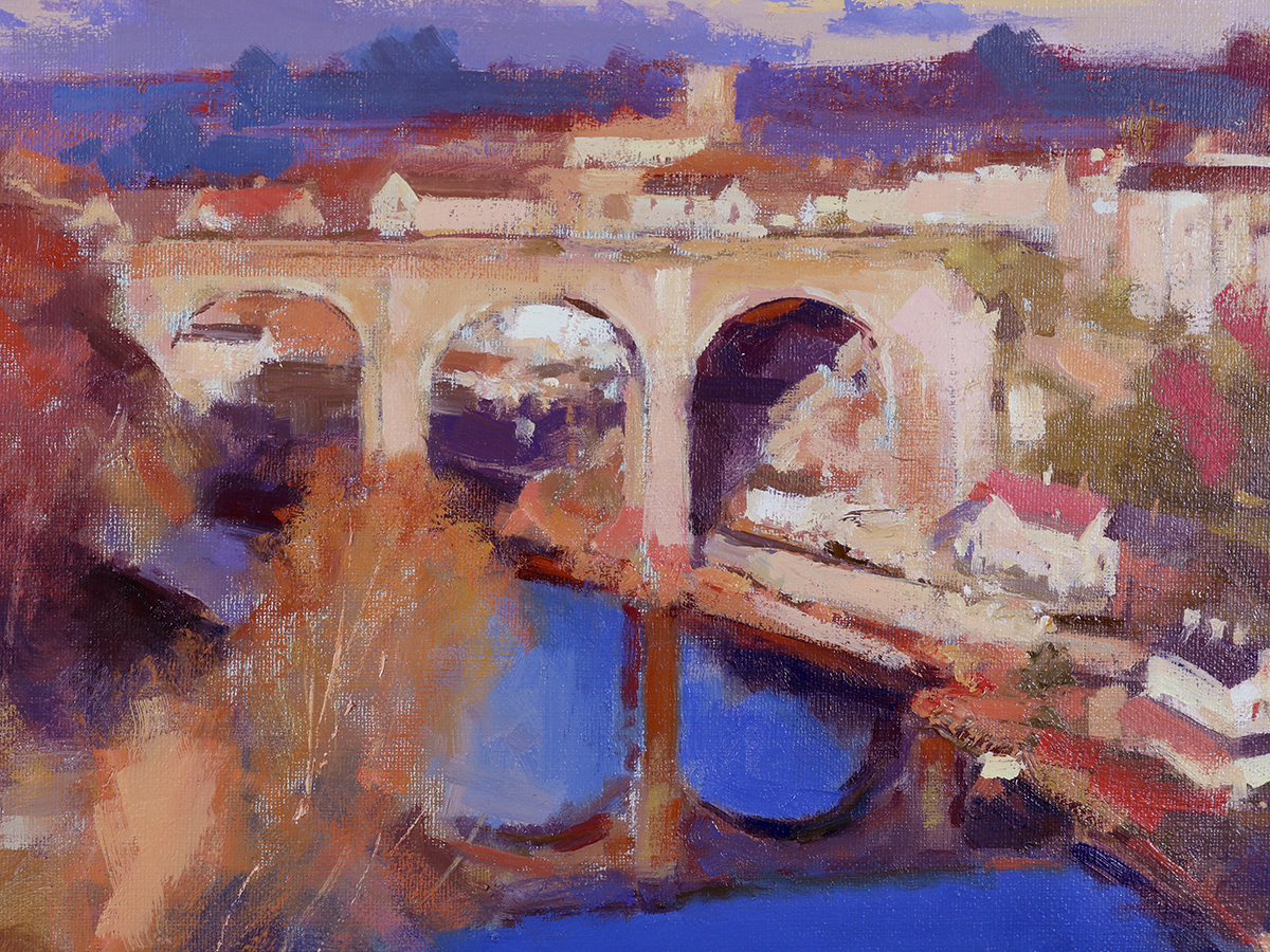 Peter Wileman, The River Nidd, Knaresborough. Original oil on canvas framed