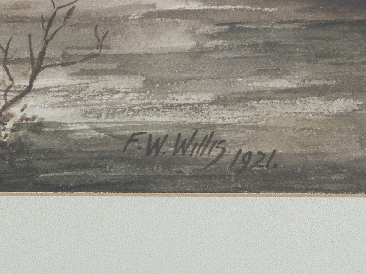 F W Willis, Woodland / River Landscape, Watercolour, 1921