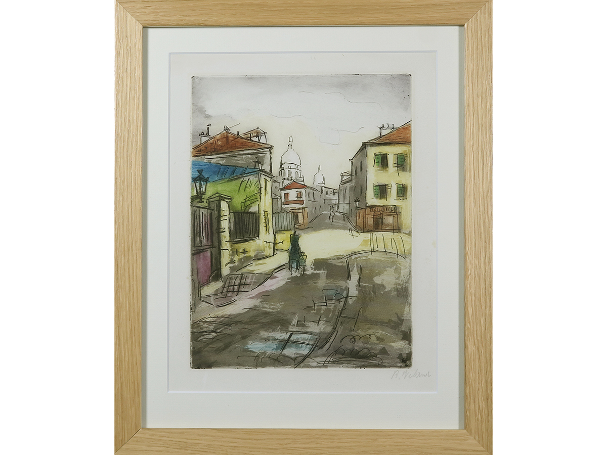 Montmartre, Paris, Coloured Signed Etching