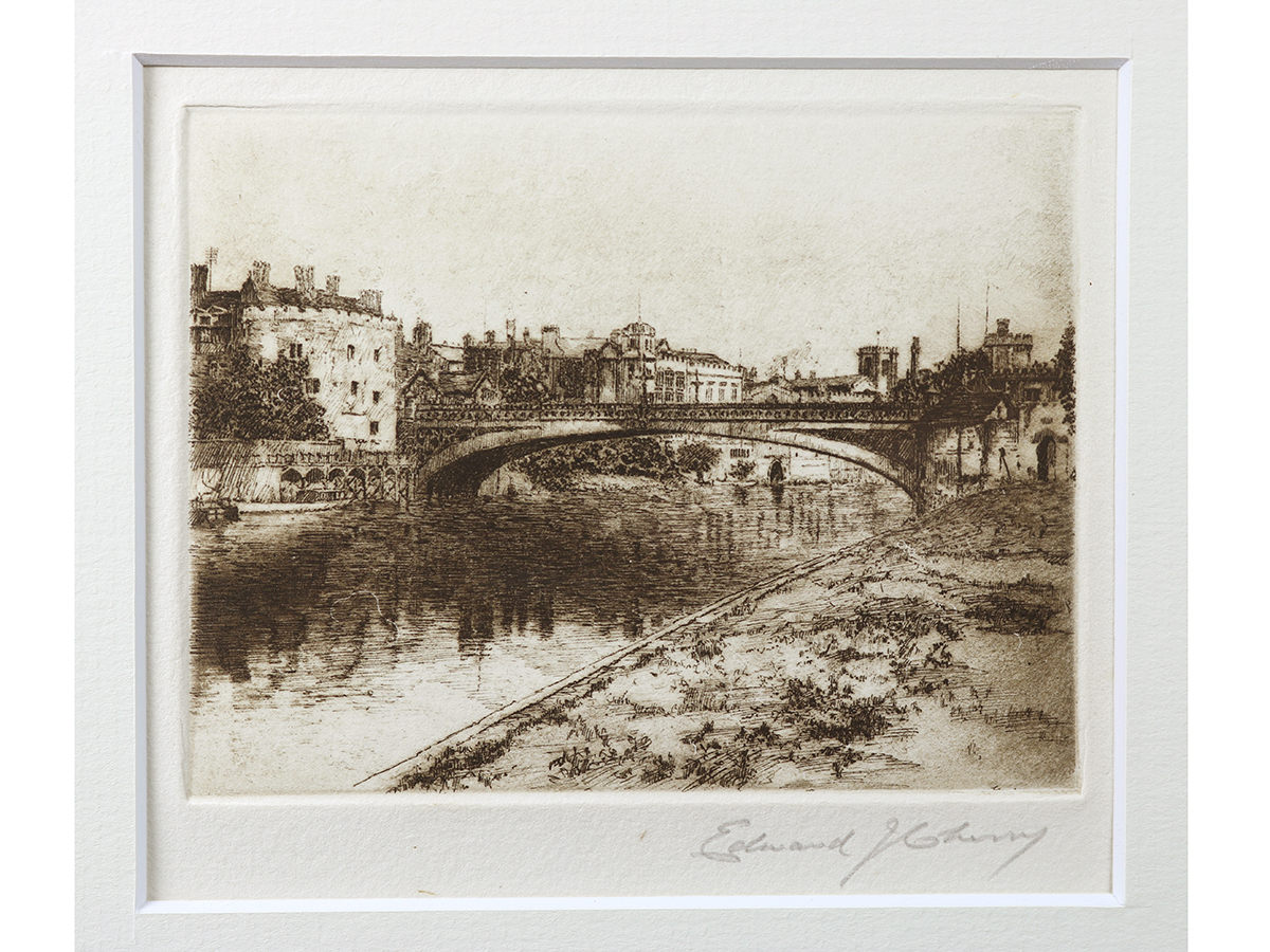Edward J Cherry Etching, Lendal Bridge, York