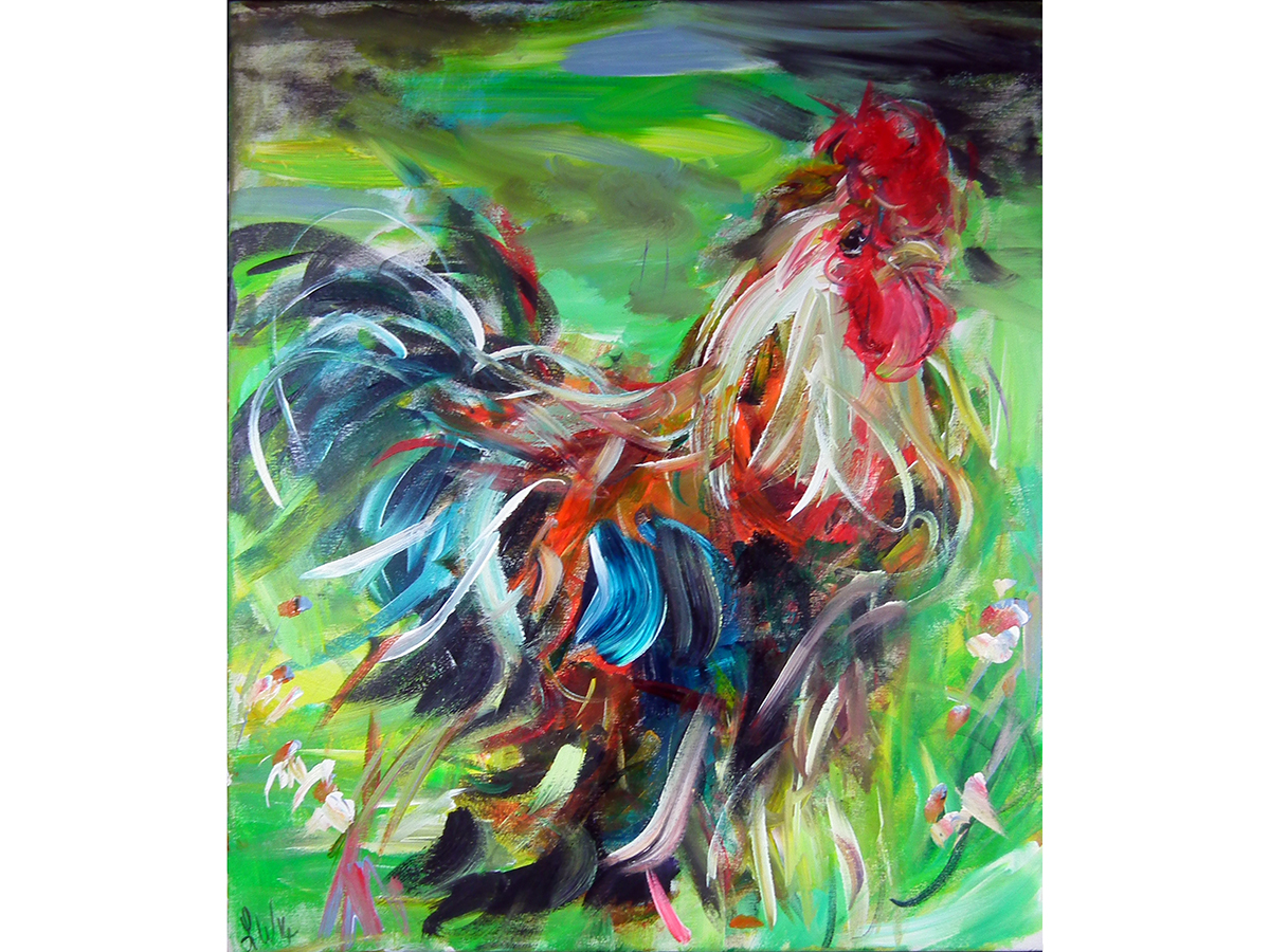 Lynne Wilkinson, Meadow Skipper, Chicken, Oil on Canvas