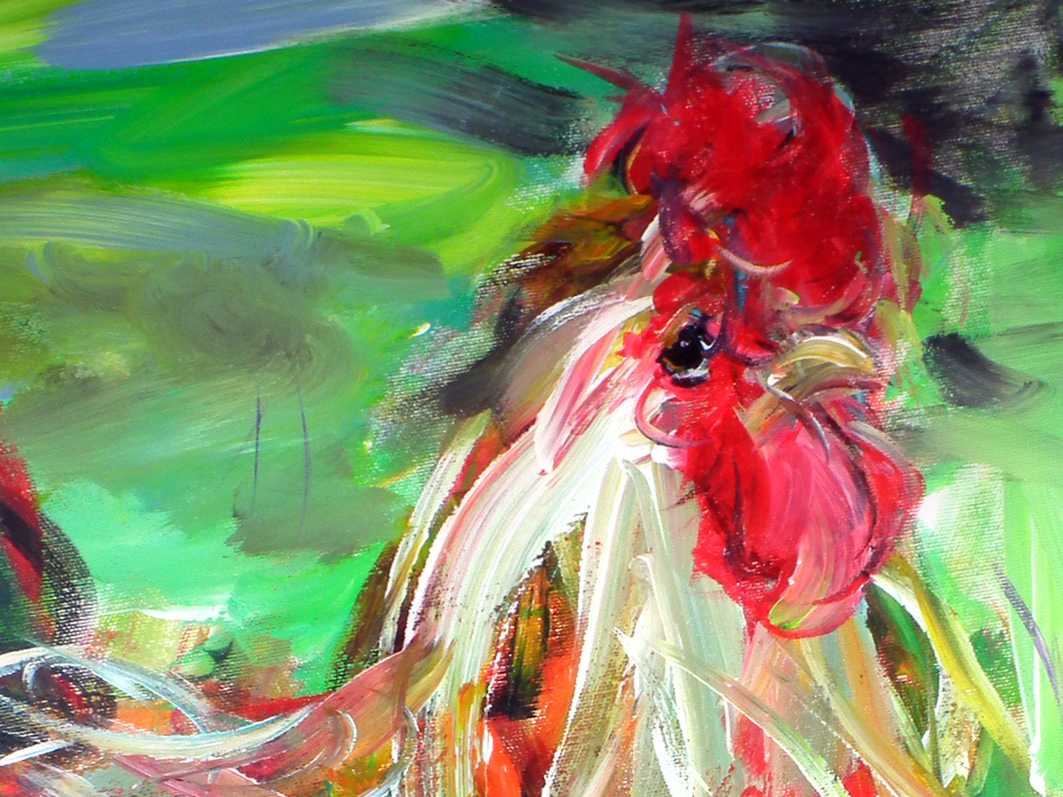 Lynne Wilkinson, Meadow Skipper, Chicken, Oil on Canvas