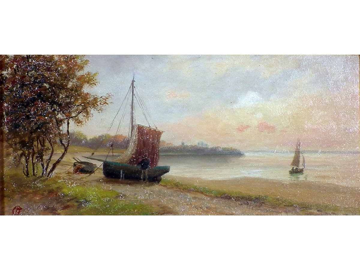 British School, 19th Century, Coastal Scene, Oil on board