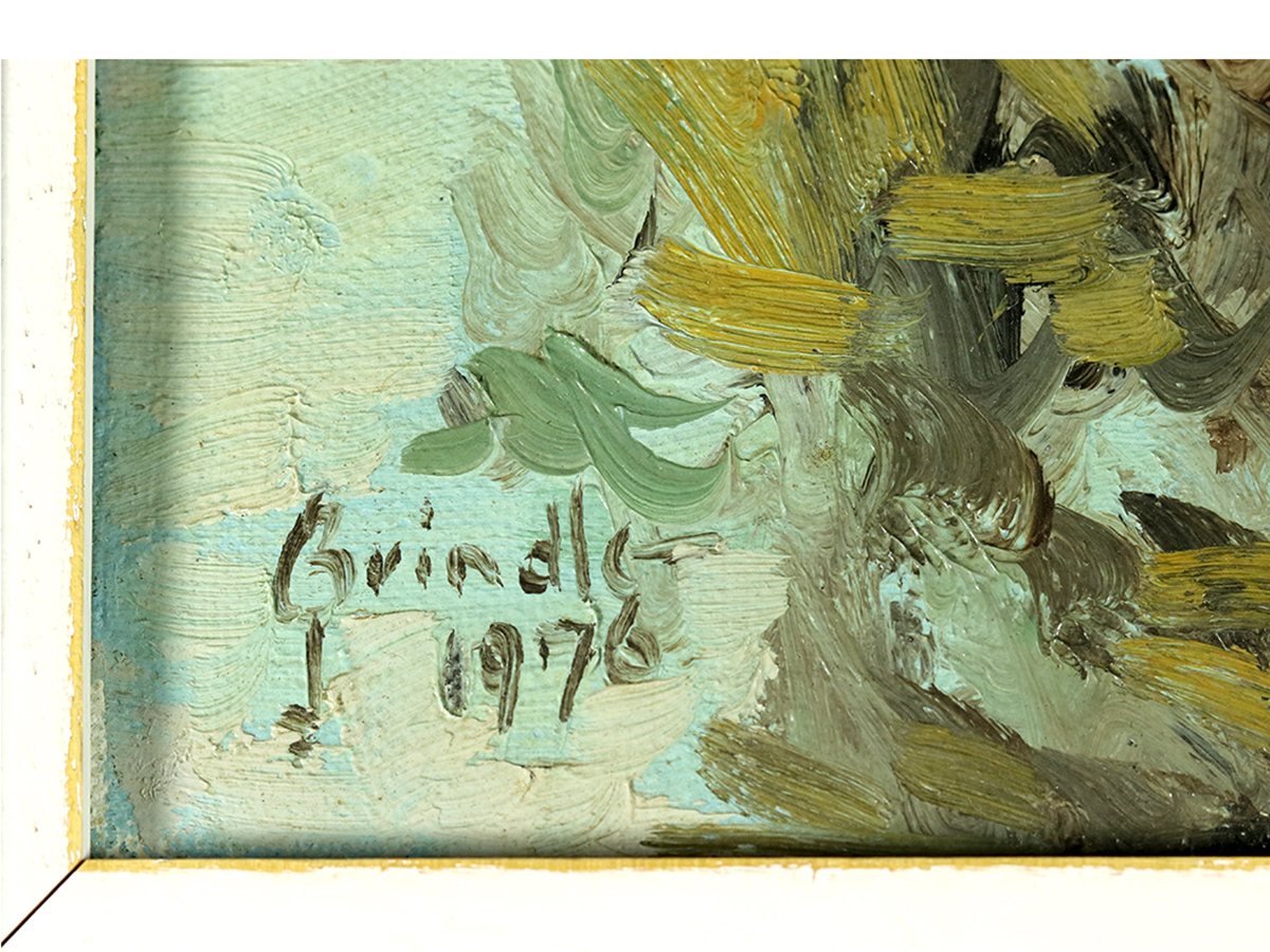 Catherdral / River Landscape, grindle 1976 oil on canvas