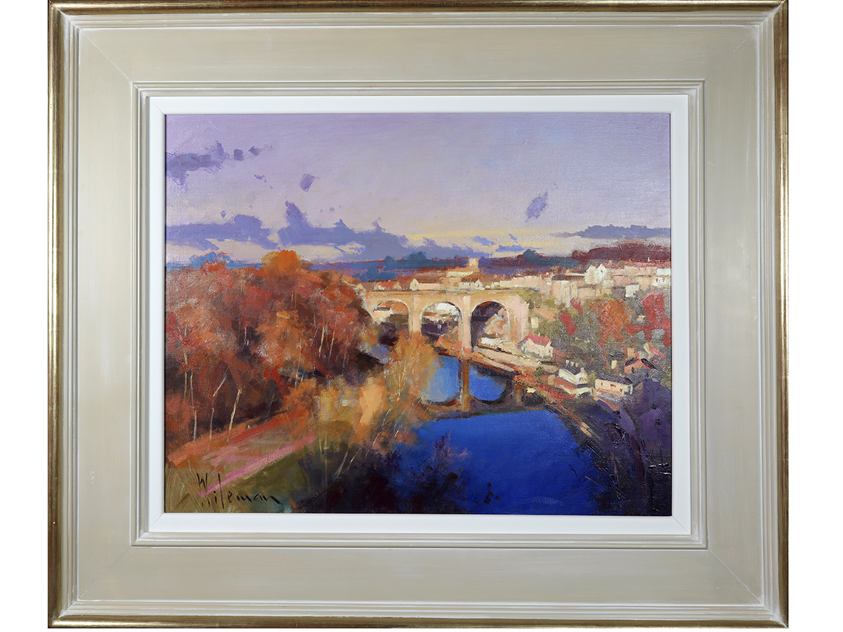 Peter Wileman, The River Nidd, Knaresborough. Original oil on canvas framed