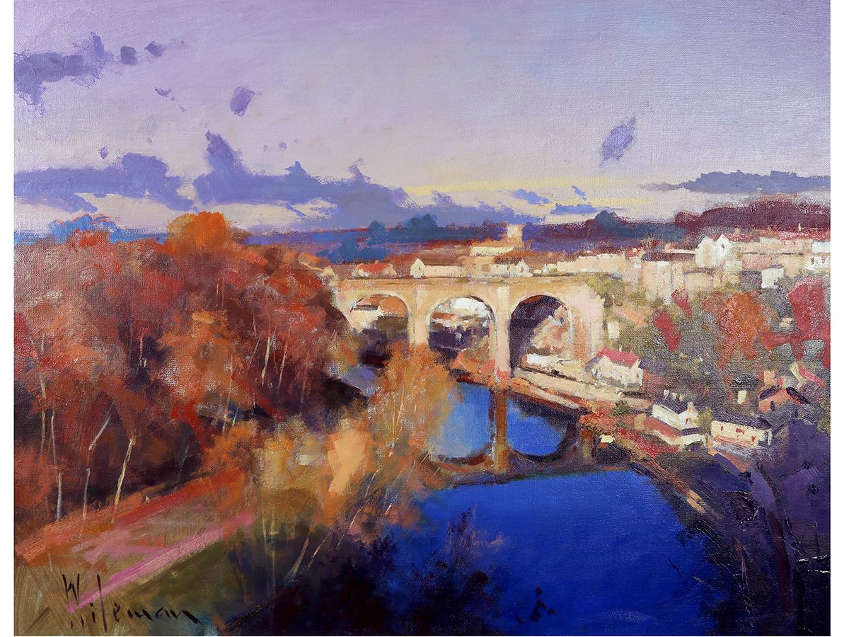 Peter Wileman, The River Nidd, Knaresborough. Original oil on canvas framed