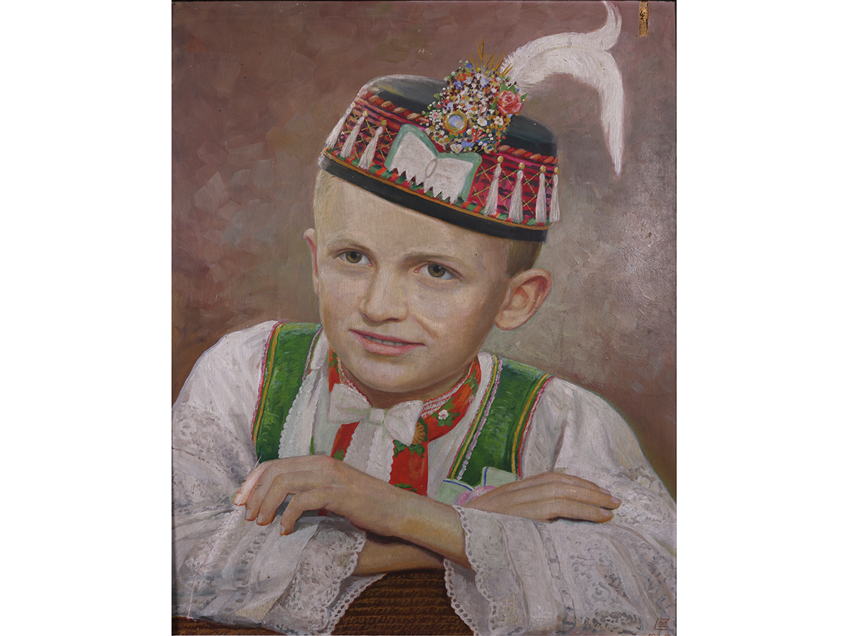 European School - Portrait of a young boy in national dress