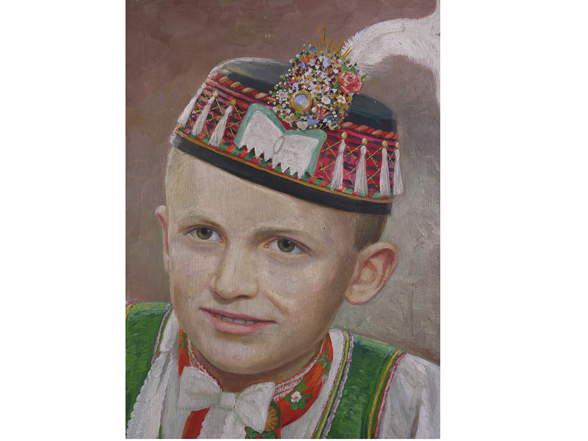 European School - Portrait of a young boy in national dress