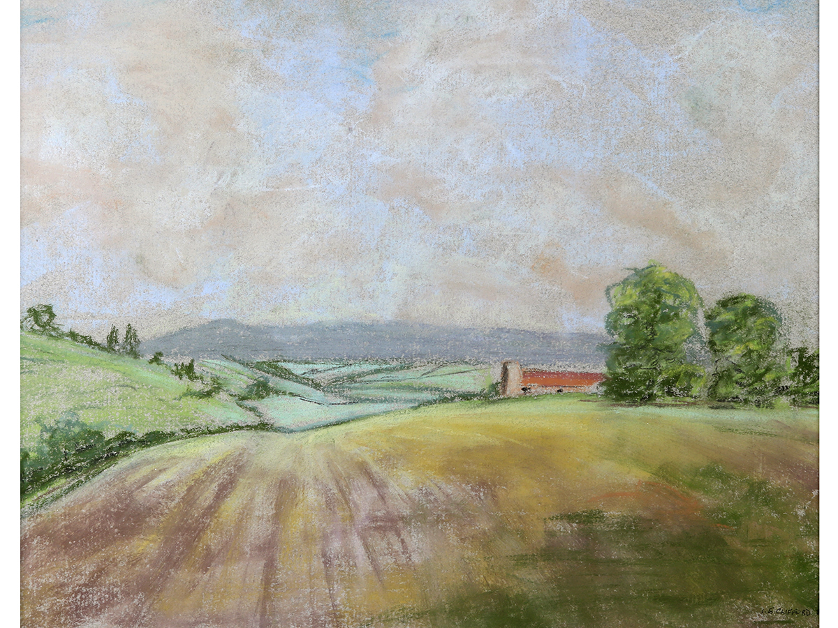 Country Landscape, I E Clifford 1984, Pastel