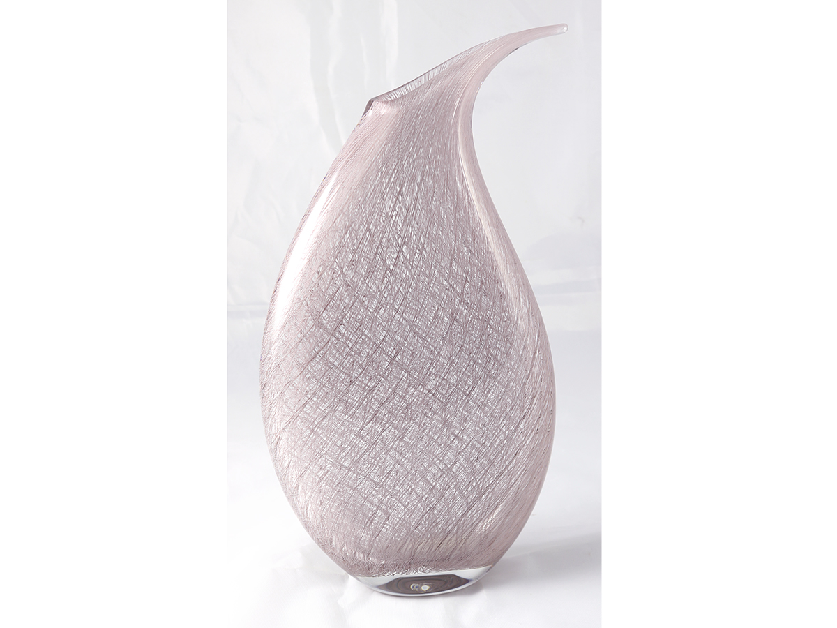 Mike / Michael Hunter Twists Glass Studio Merletto Wedge Glass Vase Canework Pink