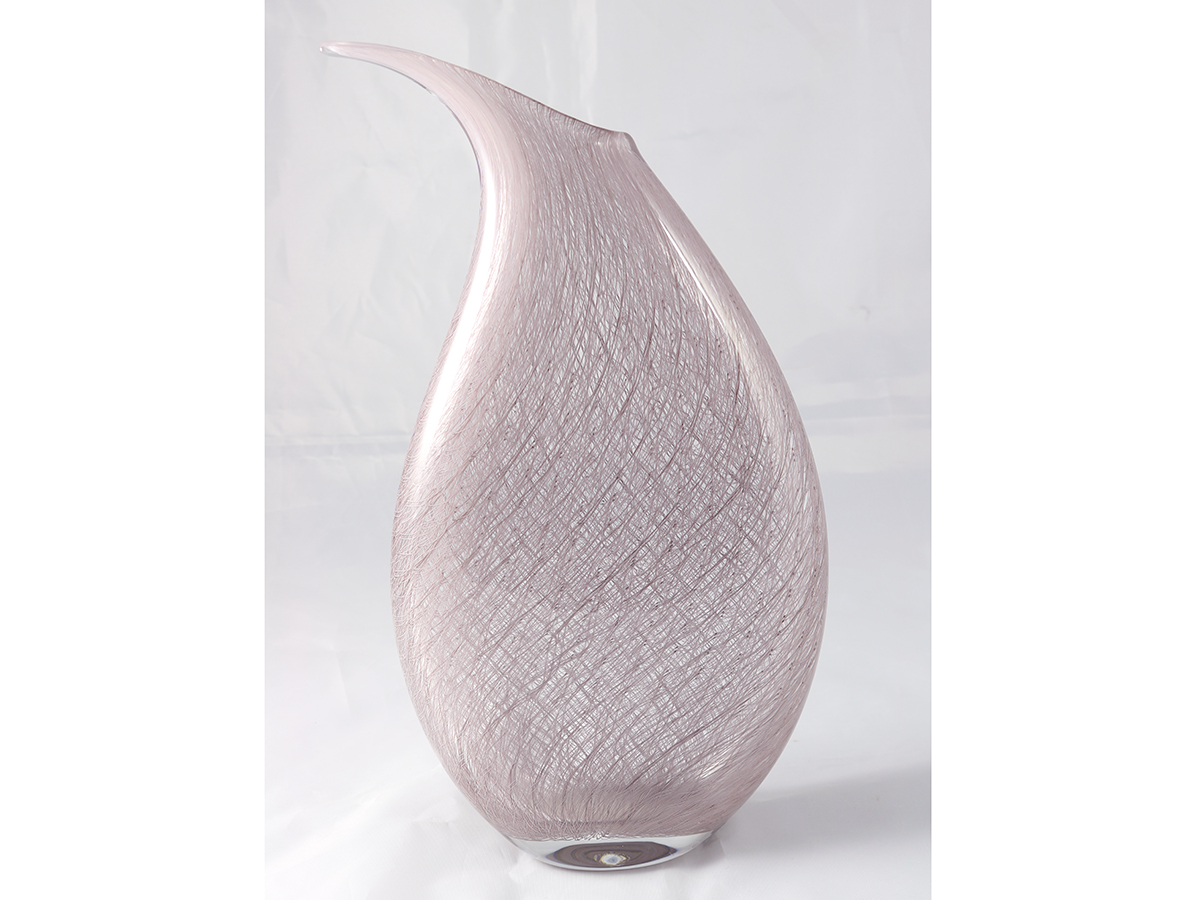 Mike / Michael Hunter Twists Glass Studio Merletto Wedge Glass Vase Canework Pink