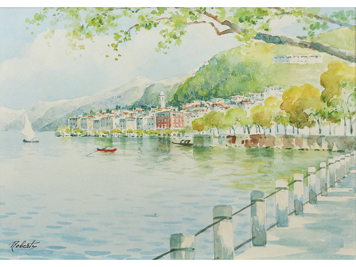 Continental Lakeside Landscape, Early 20th Century Watercolour