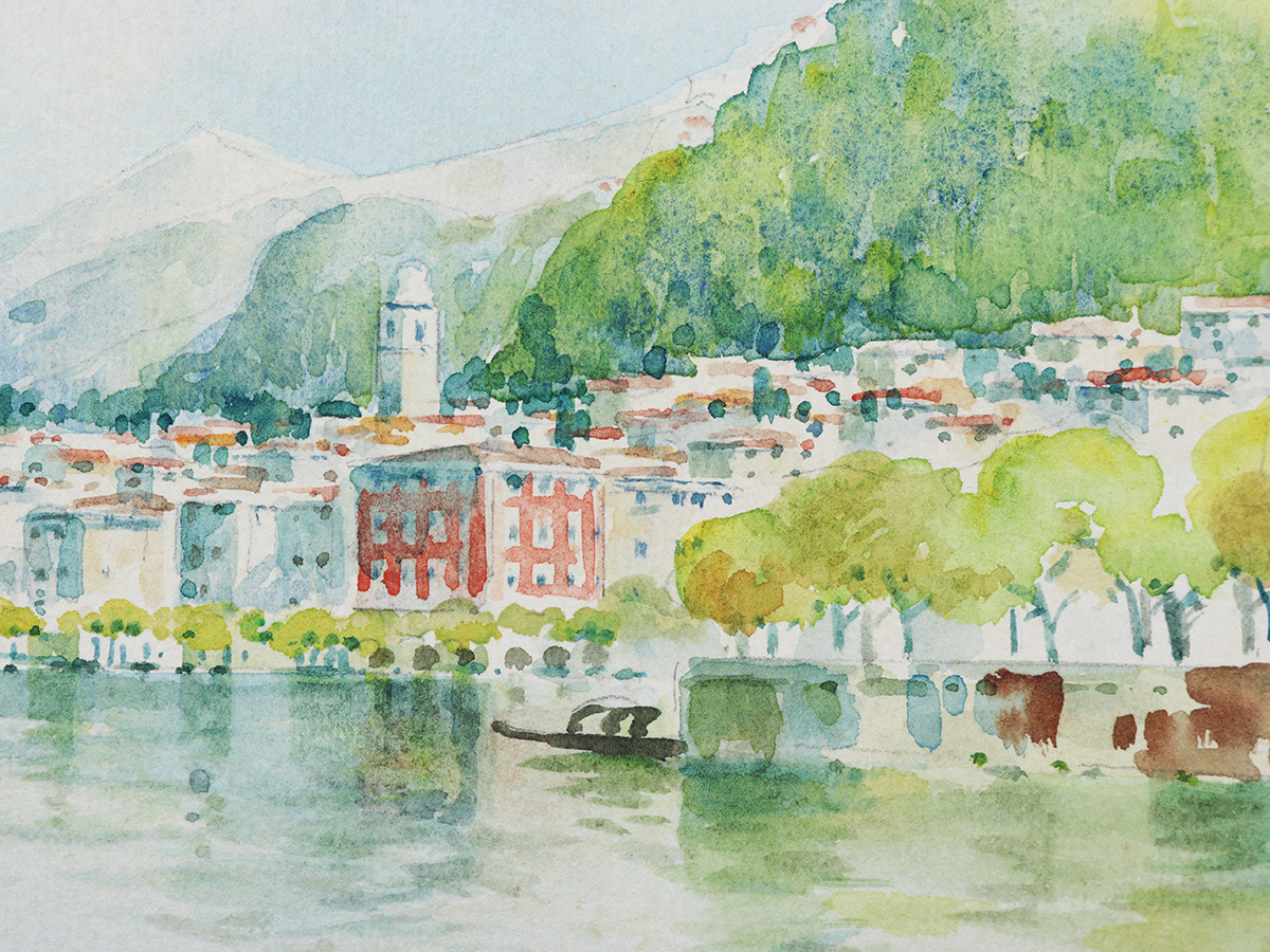 Continental Lakeside Landscape, Early 20th Century Watercolour