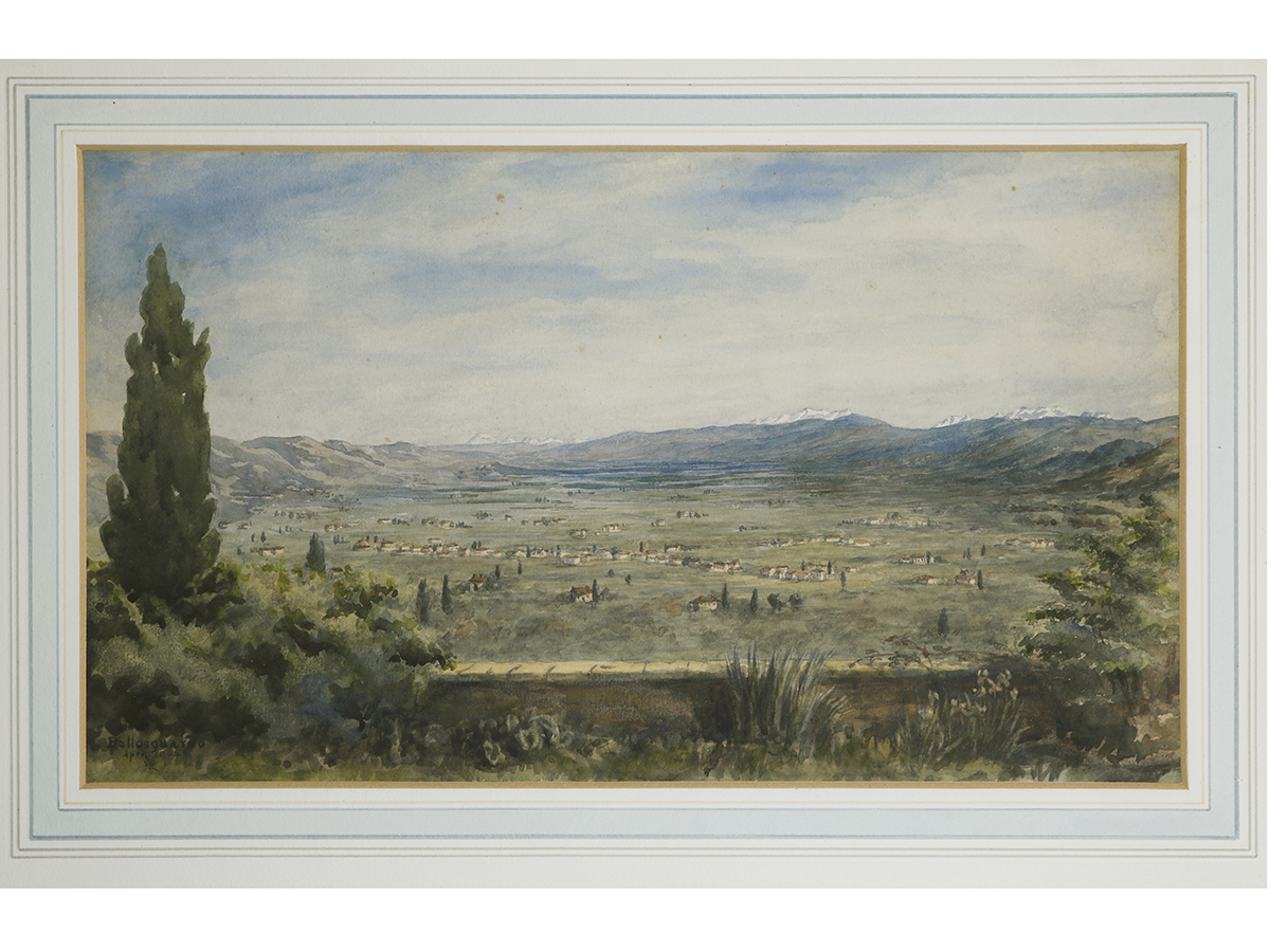 Antique Watercolour, italian school, bellosguardo italy. early 20th century