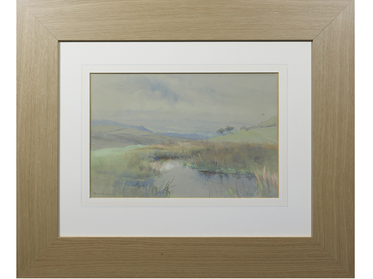 Westmorland Mountain & River Landscape - watercolour & gouache painting - R McAndrew