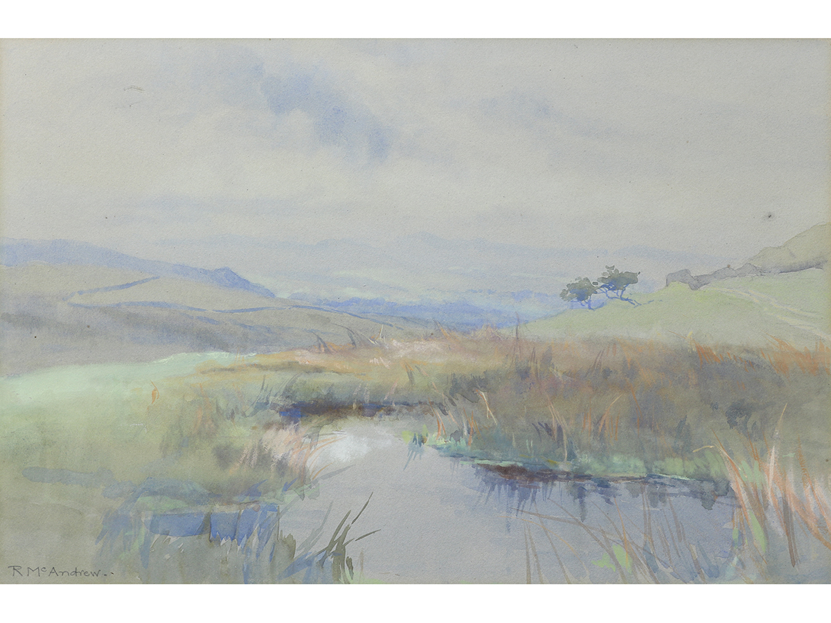 Westmorland Mountain & River Landscape - watercolour & gouache painting - R McAndrew