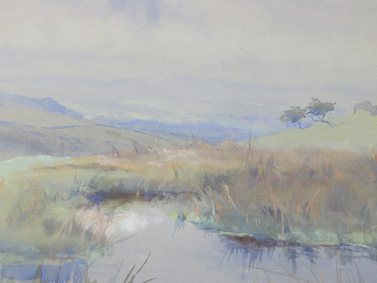 Westmorland Mountain & River Landscape - watercolour & gouache painting - R McAndrew