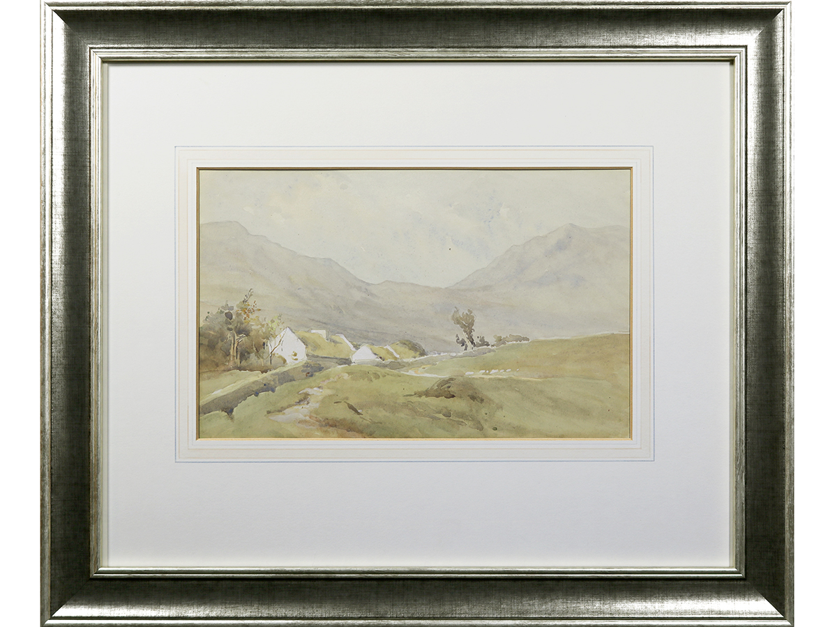 Cottages in Mountain Landscape - Irish Watercolour