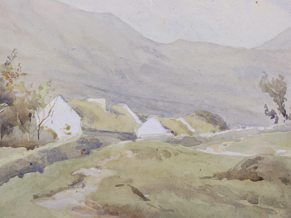 Cottages in Mountain Landscape - Irish Watercolour