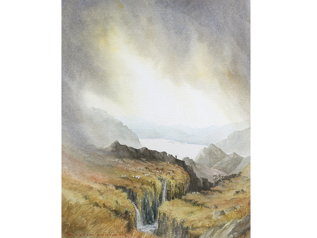 D Keith Johnson, Toward Derwentwater From Scafell, Watercolour