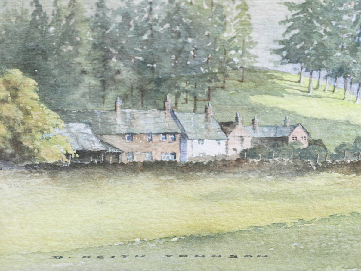 D Keith Johnson, Watercolour, Lake District, Rosthwaite & Borrowdale