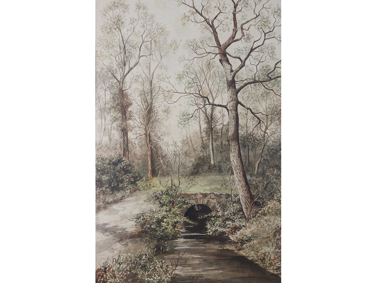 F W Willis, Woodland / River Landscape, Watercolour, 1921